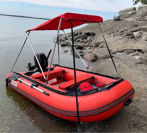 ALEKO Boat Bimini Canopy Top | Tent Sun Shelter Sunshade for 12.5 ft Long Inflatable Boats | 4.3 x 3.7 Ft | Color Red | BSTENT380R in Kuwait