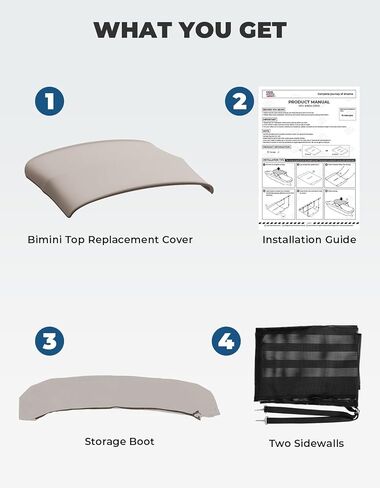 Kemimoto 3 Bow Bimini Top Placeming مع شبكات قابلة للفصل الجدران الجانبية 600D Canvas Canvas الغطاء الثقيل قارب المظلة الظل مقاوم للماء. in Saudi Arabia