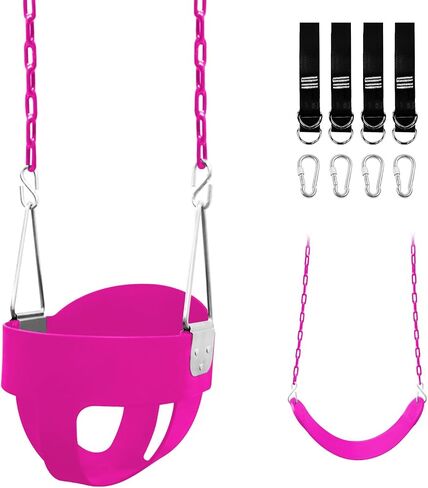 Toddler Swings for Outside,Baby Swing for Outdoor and Tree Swing seat for Kids 2 Sets,High Back Full with 4 Hanging Straps Bucket Swing and 4 Hooks |Kids Swing | Baby Swings for Infants in Kuwait