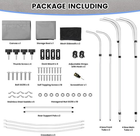 قمة بيميني قمة مع اثنين من الستائر الجانبية القابلة للإزالة ، قمم بيميني للقوارب ، 2 أعمدة الدعم الخلفي ، حقيبة التخزين السحابية ، قماشية من الدرجة البحرية لحماية الشمس الأمثل والراحة in Kuwait