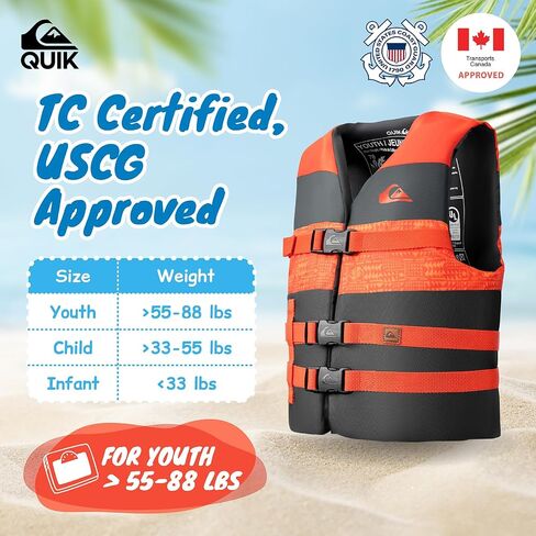 وافق Quiksilver USCG على سترة النجاة للشباب/الأطفال/الرضع ، وسترة LIGE LIGE LIFE LIFE LIGE مع أبازيم سريعة الإصدار ، للسباحة ، الشاطئ ، البحيرة ، التجديف ، القوارب ، صيد الأسماك in Saudi Arabia