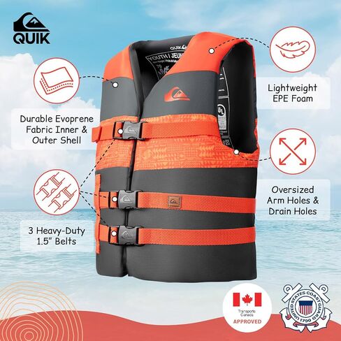 وافق Quiksilver USCG على سترة النجاة للشباب/الأطفال/الرضع ، وسترة LIGE LIGE LIFE LIFE LIGE مع أبازيم سريعة الإصدار ، للسباحة ، الشاطئ ، البحيرة ، التجديف ، القوارب ، صيد الأسماك in Saudi Arabia