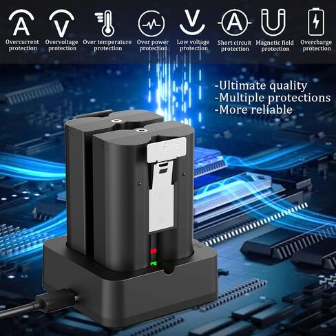 بطارية بديلة 2-PCS 6040mAh مع رصيف شحن سلكي لكاميرا الدائري 2/3/4 ، كاميرا الأضواء واللصق على الكاميرا ، Blade 14 قابلة لإعادة الشحن بطاريات LI-ion 3.65 فولت سلسلة in Saudi Arabia