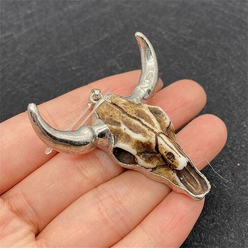 Bull Head Skull Pendant Necklace for Men Women Vintage Gothic Bull Skull Head Necklace Hip Hop Charm White Bull Necklace Retro Tribe Jewelry (Gold) in Saudi Arabia