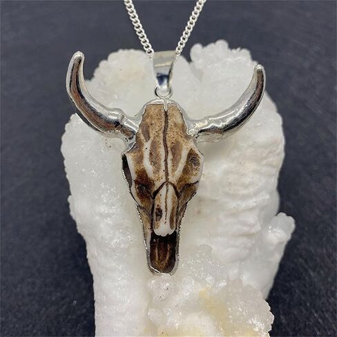 Bull Head Skull Pendant Necklace for Men Women Vintage Gothic Bull Skull Head Necklace Hip Hop Charm White Bull Necklace Retro Tribe Jewelry (Gold) in Saudi Arabia