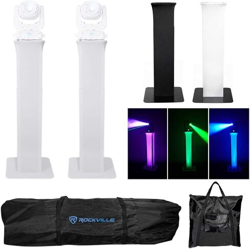 (2) Rockville RTP82W 8 ft. Adjustable White Totem Moving Head Light Stand+Scrim+Bag in Saudi Arabia