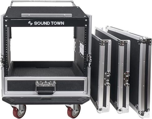 Sound Town 16U PA DJ Pro Audio Rack/Road ATA Case with 2U Drawer, 11U Slant Mixer Top, Two DJ Work Tables, Casters, Pro Tour Grade (MR-DR16UT2) in Saudi Arabia
