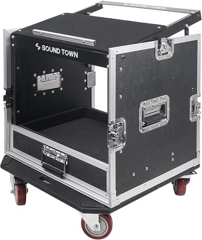 Sound Town 16U PA DJ Pro Audio Rack/Road ATA Case with 2U Drawer, 11U Slant Mixer Top, Two DJ Work Tables, Casters, Pro Tour Grade (MR-DR16UT2) in Saudi Arabia