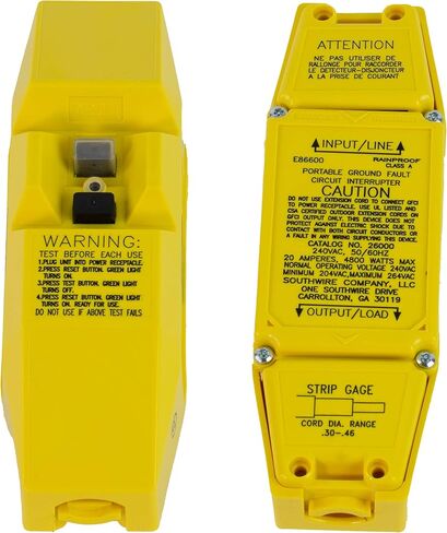 Waterproof Home Brewing GFCI 240 Volt 20 Amp Manual Reset User Attachable in-Line GFCI - Yellow in Saudi Arabia