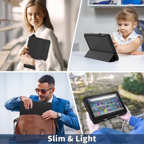 Tablet Case for 7 Inch Tablet,DJ&RPPQ Also for 7in Sony Nokia Dual Angle Lightweight Trifold Stand with Frosted Transparent Back Case, Auto Wake/Sleep,Pink in Saudi Arabia