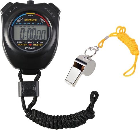 Vicloon Digital Sport Forpwatch Timer مع صافرة من الفولاذ المقاوم للصدأ ، شاشة LCD كبيرة مناسبة لكرة القدم وكرة السلة والجري والسباحة واللياقة والمزيد in Kuwait