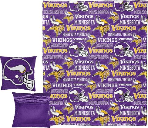 Northwest NFL NFL Camo Pocket Pillow 14x14 ورمي بطانية 40x50 مجموعة ، Minnesota Vikings ، ألوان الفريق in Kuwait