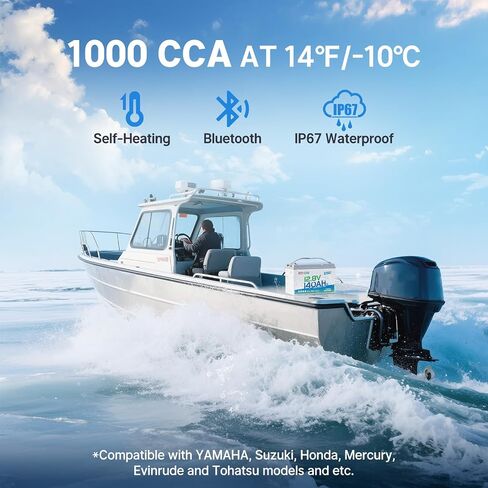 Redodo 12V 100Ah Bluetooth Dual-Purpose 900CCA Group27 Marine Battery, Starting Battery with Heating & Smart Power Retention in Saudi Arabia