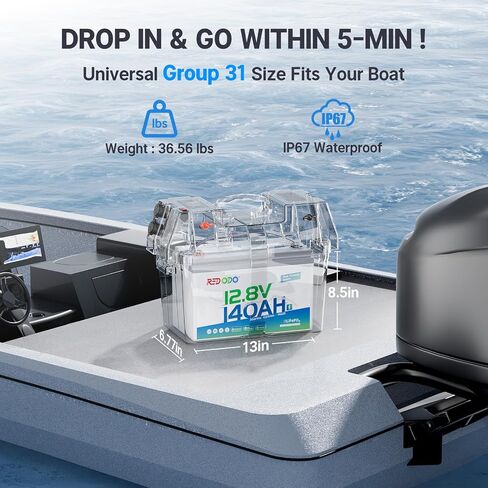 Redodo 12V 100Ah Bluetooth Dual-Purpose 900CCA Group27 Marine Battery, Starting Battery with Heating & Smart Power Retention in Saudi Arabia
