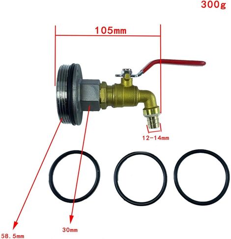 Faucet for 55 Gallon Leakproof Barrel Equipment, Barrel Faucet with 2" Thread for Outdoor Bucket Containers, as described, Length 16.5cm in Kuwait