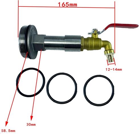 Faucet for 55 Gallon Leakproof Barrel Equipment, Barrel Faucet with 2" Thread for Outdoor Bucket Containers, as described, Length 16.5cm in Kuwait