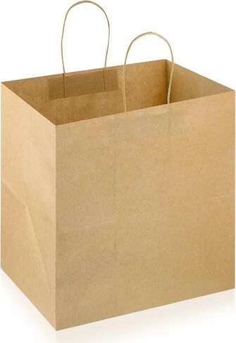 KALIONE Kraft Paper Bags, 25 Count 14" L x 10" W x 15.75" H Ultra Wide Large Paper Gift Bag with Handles, Large Brown Kraft Paper Bag for Takeouts, Shopping, Baby Shower, Food Packing, Gifts in Saudi Arabia