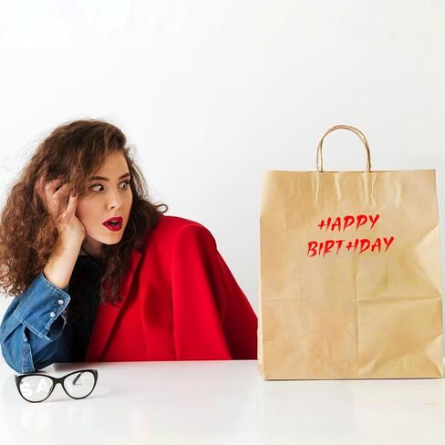KALIONE Kraft Paper Bags, 25 Count 14" L x 10" W x 15.75" H Ultra Wide Large Paper Gift Bag with Handles, Large Brown Kraft Paper Bag for Takeouts, Shopping, Baby Shower, Food Packing, Gifts in Saudi Arabia