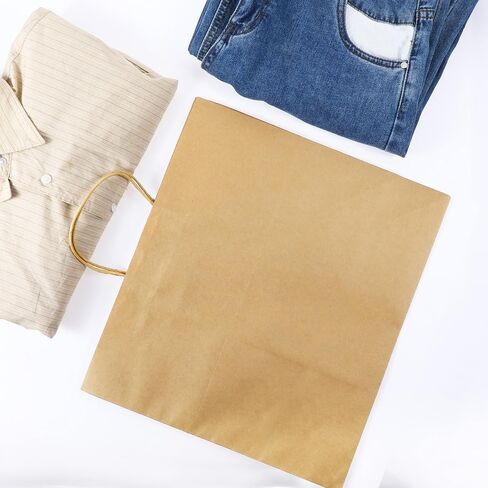 KALIONE Kraft Paper Bags, 25 Count 14" L x 10" W x 15.75" H Ultra Wide Large Paper Gift Bag with Handles, Large Brown Kraft Paper Bag for Takeouts, Shopping, Baby Shower, Food Packing, Gifts in Saudi Arabia