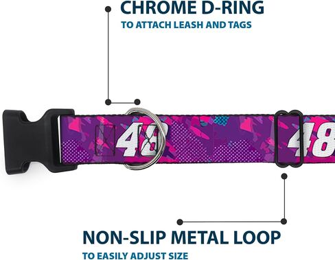 Hendrick Motorsports Pet Collar, Dog Collar Plastic Buckle, Alex Bowman #48 Car Scheme Purples Pinks White, 11 to 16.5 Inches 1.0 Inch Wide in Saudi Arabia