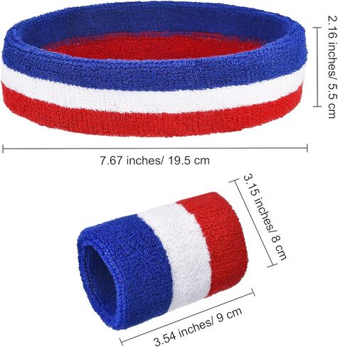 BEMEMO 15 PCS 4th July Sweatband Set Sportband Standband Stands Terry Cloth for American American in Kuwait