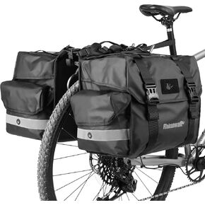 Bike Pannier Bag Premium Premium Rhinowalk Rhinowalk أكياس مزدوجة أكياس سرج لدراجات الرف الخلفي مع مقبض حمل مع إكسسوارات ركوب الدراجات العاكسة الأسود (22L) in Kuwait