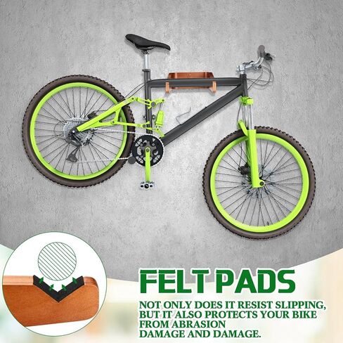 Geelin Wooden Bike Wall Mount أفقي دراجة جدار الجدار رف دراجة للدراجة لشقة المرآب المنزلي اجعل شقتك أكثر وضوحًا in Saudi Arabia