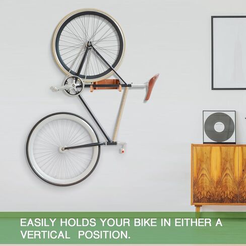 Geelin Wooden Bike Wall Mount أفقي دراجة جدار الجدار رف دراجة للدراجة لشقة المرآب المنزلي اجعل شقتك أكثر وضوحًا in Saudi Arabia