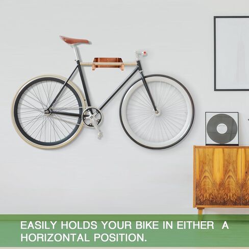 Geelin Wooden Bike Wall Mount أفقي دراجة جدار الجدار رف دراجة للدراجة لشقة المرآب المنزلي اجعل شقتك أكثر وضوحًا in Saudi Arabia
