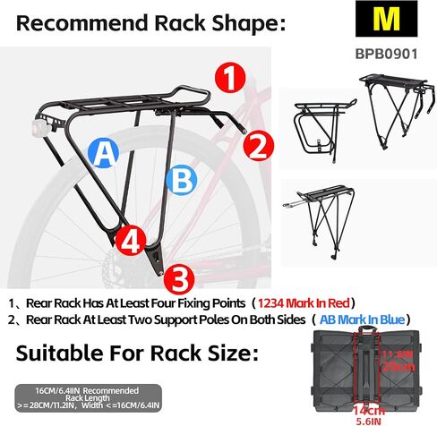 Bike Pannier Bag Premium Waterproof Rhinowalk Double Pannier Bags Saddle Bags for Rear Rack Bicycles With Carrying Handle With Reflective Trim Cycling Accessories-Black (22L) in Kuwait