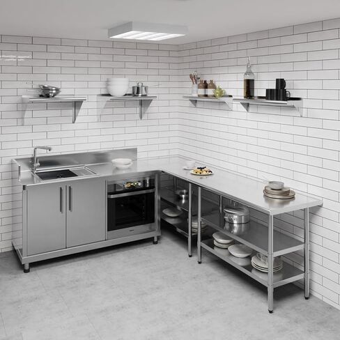 AmGood 8" X 30" Stainless Steel Wall Shelf | Metal Shelving | Garage, Laundry, Storage, Utility Room | Restaurant, Commercial Kitchen | NSF in Kuwait