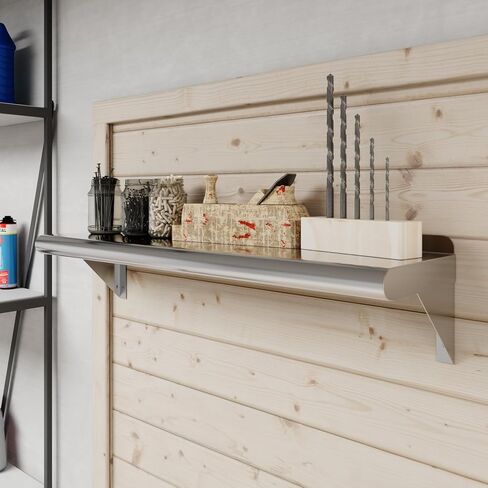 AmGood 8" X 30" Stainless Steel Wall Shelf | Metal Shelving | Garage, Laundry, Storage, Utility Room | Restaurant, Commercial Kitchen | NSF in Kuwait