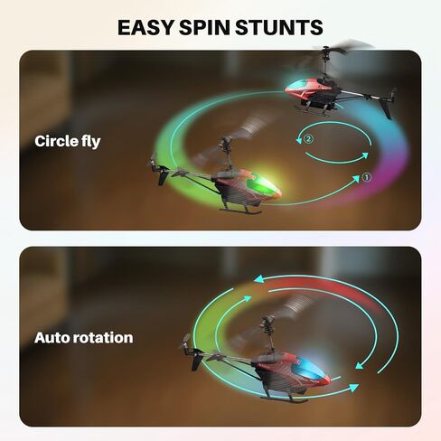 SYMA RC Helicopter for Kids, 7-Color LED Lights, 40 Min Flight Time, Red in Kuwait