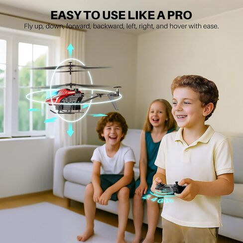 SYMA RC Helicopter for Kids, 7-Color LED Lights, 40 Min Flight Time, Red in Kuwait