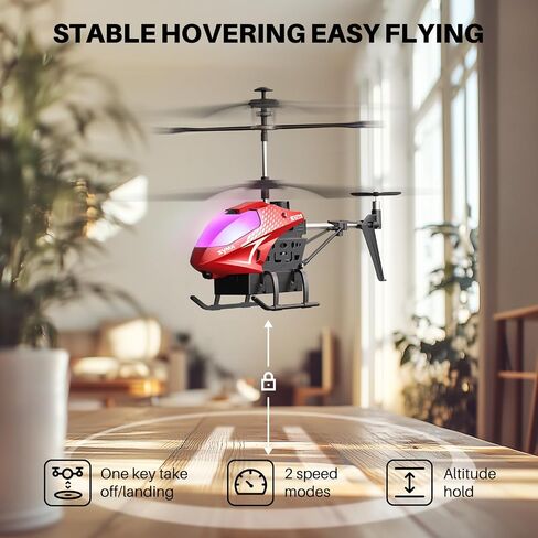 SYMA RC Helicopter for Kids, 7-Color LED Lights, 40 Min Flight Time, Red in Kuwait