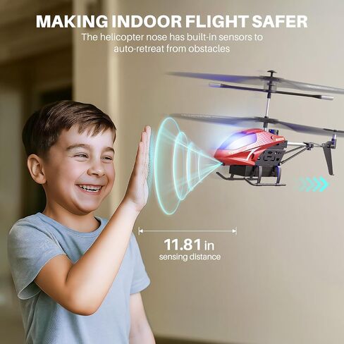 SYMA RC Helicopter for Kids, 7-Color LED Lights, 40 Min Flight Time, Red in Kuwait