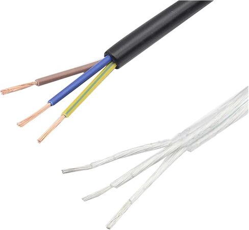 UL (PVC) Wire and Cable Copper Wire Transparent 3 core Sheathed 0.75 Square Copper Core Hanging Wire Lamp Table Lamp Floor Lamp Lighting Accessorie(Transparent) in Saudi Arabia