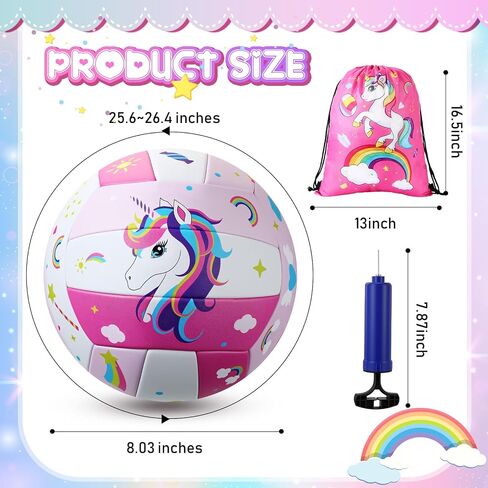 Pink Unicorn Volleyball Official Size 5 with Pump Rainbow Unicorn Backpack for Beginner Adult Indoor Outdoor Backyard Park Beach to Play Games in Saudi Arabia