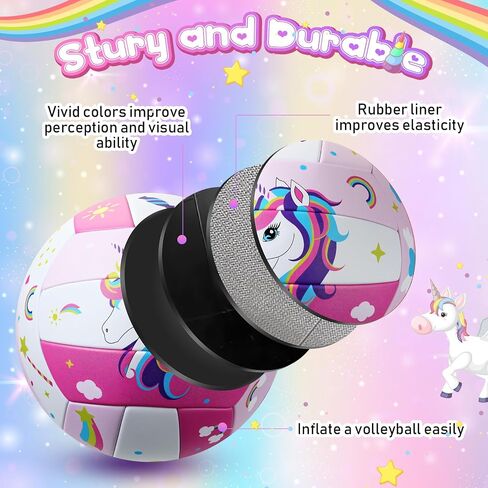 Pink Unicorn Volleyball Official Size 5 with Pump Rainbow Unicorn Backpack for Beginner Adult Indoor Outdoor Backyard Park Beach to Play Games in Saudi Arabia