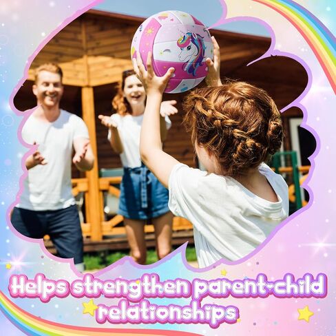 Pink Unicorn Volleyball Official Size 5 with Pump Rainbow Unicorn Backpack for Beginner Adult Indoor Outdoor Backyard Park Beach to Play Games in Saudi Arabia