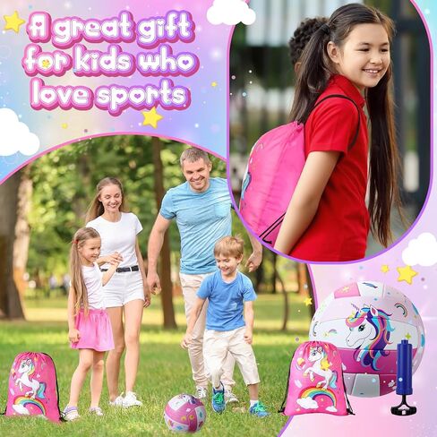 Pink Unicorn Volleyball Official Size 5 with Pump Rainbow Unicorn Backpack for Beginner Adult Indoor Outdoor Backyard Park Beach to Play Games in Saudi Arabia