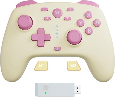 PC controller for Nintendo Switch/Lite/OLED, Hall Effect Joysticks and Triggers, Macro Keys, Turbo, 2.4G Wireless Gaming Controller for Steam, Luna, Laptop, iPad, macOS, IOS, Android, Yellow&Blue in Saudi Arabia
