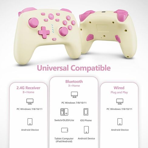 PC controller for Nintendo Switch/Lite/OLED, Hall Effect Joysticks and Triggers, Macro Keys, Turbo, 2.4G Wireless Gaming Controller for Steam, Luna, Laptop, iPad, macOS, IOS, Android, Yellow&Blue in Saudi Arabia