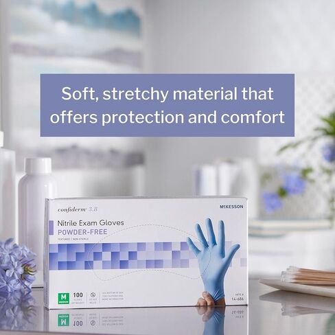 McKesson Cofererm 3.8c قفازات امتحان النتريل ، غير سريلي ، خالية من المسحوق ، أزرق ، متوسط ​​، 100 عدد ، صندوق واحد in Saudi Arabia