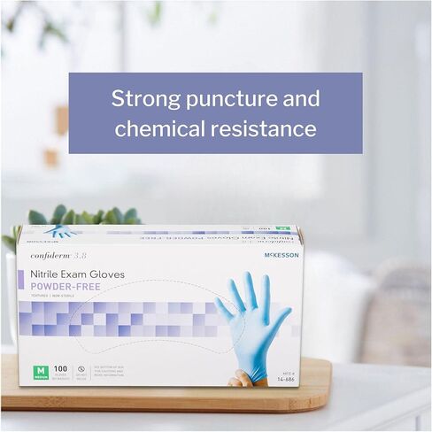 McKesson Cofererm 3.8c قفازات امتحان النتريل ، غير سريلي ، خالية من المسحوق ، أزرق ، متوسط ​​، 100 عدد ، صندوق واحد in Saudi Arabia