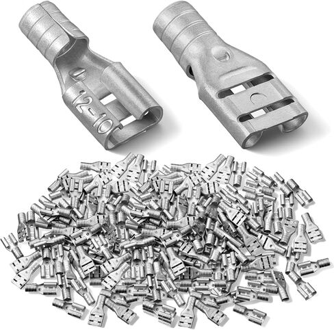 100 PCS درجة حرارة عالية من الإناث غير المعزول الموصلات ، المقياس 12-10 انفصال سريع ، 1/4 "موصلات لصق Tab Tab للتجعيد القوي في محطات الأسلاك الكهربائية in Kuwait