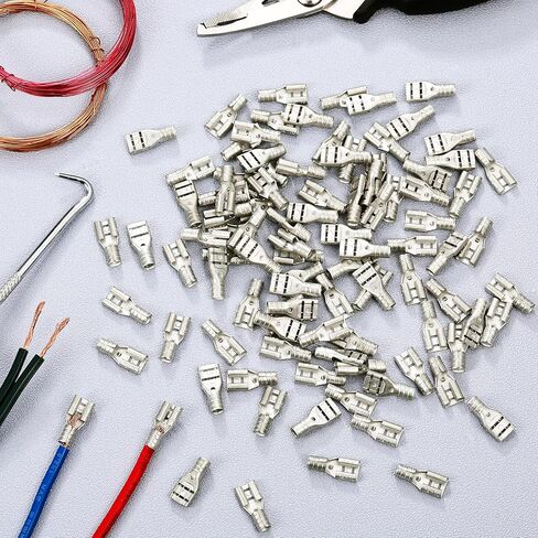 100 PCS درجة حرارة عالية من الإناث غير المعزول الموصلات ، المقياس 12-10 انفصال سريع ، 1/4 "موصلات لصق Tab Tab للتجعيد القوي في محطات الأسلاك الكهربائية in Kuwait
