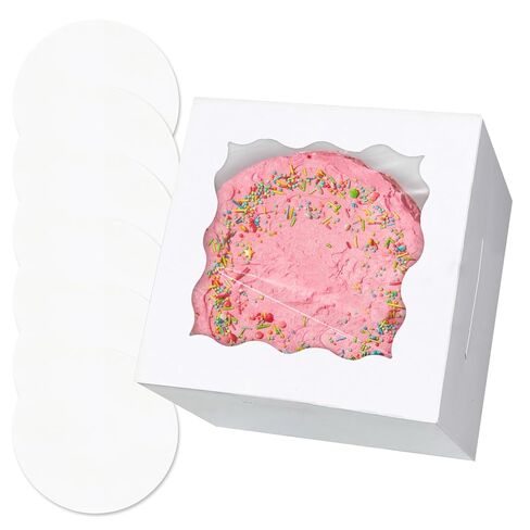 qiqee White 8x8x5 Cake Box, 4 Sets White Cake Box with Window ＆ 4 Sets 8" White Cake Round Boards, 8inch Cake Containers in Kuwait
