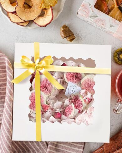 qiqee White 8x8x5 Cake Box, 4 Sets White Cake Box with Window ＆ 4 Sets 8" White Cake Round Boards, 8inch Cake Containers in Kuwait