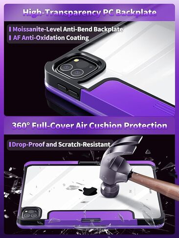 Transparent Keyboard Case for iPad Pro 12.9-inch 6th/ 5th/ 4th/ 3rd Gen, Touch Case 360° Rotating with Keyboard for iPad 12.9 inch,Trackpad,7-Colors Backlit,Nebula Core X in Kuwait